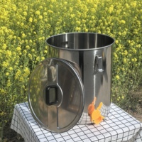 Seau à miel en acier inoxydable 50L avec couvercle en plastique à pince à bec de canard et double poignées pratique pour les apiculteurs nouvel état
