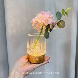 New cross-border trendy creative rechargeable crystal vase lamp, whiskey <b>mini</b> wine glass <b>table</b> lamp, bar atmosphere - Product Image 2