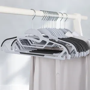 LINDON Wholesale Heavy Duty Plastic Hangers Non-Slip Shoulder Space Saving Plastic Hanger for Shirt Pants Coat
