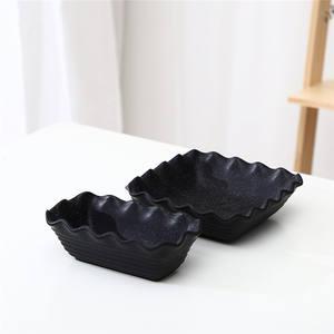 Factory wholesale kitchen restaurant home wave edge rectangle speckled black <strong>ceramic</strong> <strong>tray</strong> baking stoneware bakeware for cake - Product Image 1