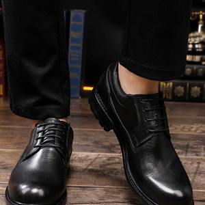 Luxurious new leather upper, Goodyear welt <b>rubber</b> <b>sole</b> men's casual shoes with rounded toe - Product Image 5