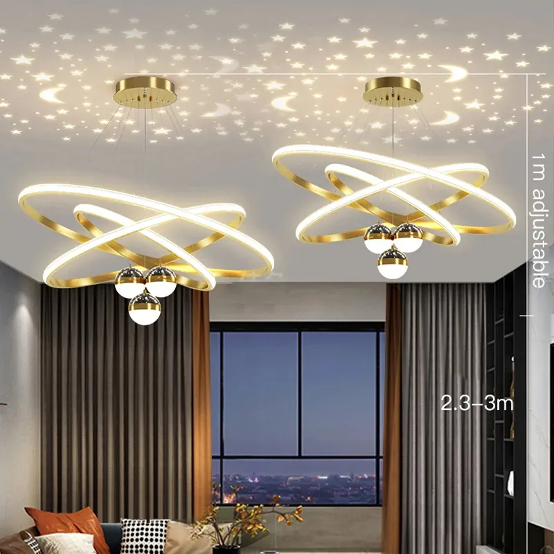 Простая люстра в скандинавском стиле, светодиодная креативная проекция звездного неба, акриловый потолочный светильник, применимый к лампам для гостиной, спальни