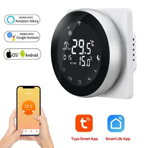 HY312 Tuya Google Home Alexa Ronde Smart Wifi Thermostaten Voor Vloerverwarming Of Gas Boiler Water Verwarming