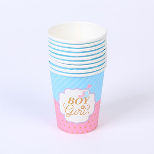 Assiettes jetables pour révélation du sexe du bébé, 10 assiettes en papier rose clair et bleu clair, décorations pour révélation du sexe garçon ou fille - Product Image 4