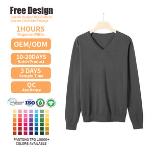 Luxury Knitted <b>Pullover</b> De Hombre Plain V Neck Men's Sweater Cotton Knitwear <b>Jumpers</b> High Quality - Product Image 2