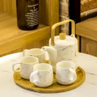 Juego de tazas y tazas de café de porcelana de mármol de estilo japonés, juego de tazas y tazas de cerámica turca, venta al por mayor