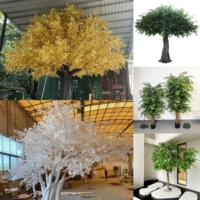 Feuilles de banian artificielles colorées à trois branches, très demandées, pour arbres décoratifs de maison, centre commercial, hôtel, en plastique durable