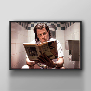 Décor mural encadré noir pour salles de bain, toilettes publiques ; Affiches de films et panneaux amusants pour toilettes pour hommes et femmes - Product Image 1