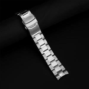 Bracelet de montre en métal de luxe personnalisable, acier inoxydable massif 304/316, différentes tailles - 22 mm, trois maillons, boucle de sécurité incurvée/platte - Product Image 4