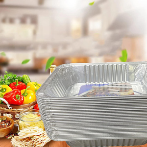 <b>Aluminium</b> Rectangle Disposable Food <b>Container</b> 2 Portion 1000ml 2.25lb 22x16x5cm Plastic Lid - Product Image 4