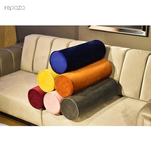 Custom Recycled Multi Colors Zipper Closure Hot Sale Round <strong>Bolster</strong> Throw Pillow <strong>Cover</strong> Soft Velvet Waist <strong>Cushion</strong> <strong>Cover</strong> - Product Image 2