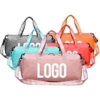 Sac de sport personnalisé en polyester imperméable de couleur bleue pour femmes, sac de sport, gym, entraînement, danse, voyage, avec logo
