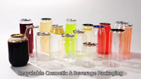 Pot en plastique PET transparent A1 355 ml pour boissons (sodas, boissons gazeuses, jus, café) avec couvercle à clapet en aluminium - Ouverture facile, logo personnalisé