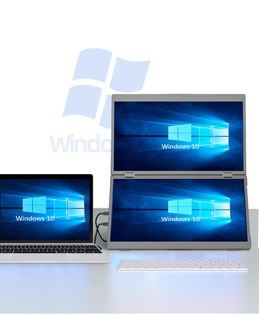 2025 New Dual Screen Portable Monitor 15.6 Inch FHD IPS OLED 60Hz 360 Reversible Angle for Laptop PC Mac Gaming Office Type C