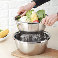Ensemble de bols de rangement multifonctionnels modernes en acier inoxydable, épaissis et durables, pour salade, mélange et lavage du riz en cuisine
