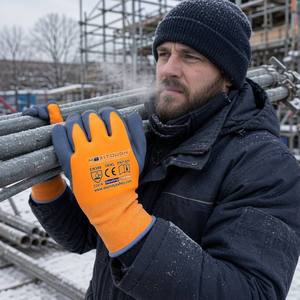 MaxiTough 15 Gauge Terry Gebürstete Thermisch Isolierte Arbeitshandschuhe Winter Warme Wasserdichte Robuste Sandige <span class=keywords><strong>Latex</strong></span>-Grip Sicherheitshandschuhe - Product Image 4