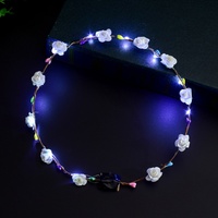 Accessoires pour cheveux, nouvelle collection, thème licorne lumineuse, couronnes de fleurs pour filles, guirlande de fête, bandeau en rotin avec paillettes LED colorées