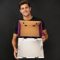 Boîte d'emballage auto-érectrice en carton ondulé personnalisée et imprimée pour fruits et légumes, avec partition pour la pastèque, gaufrage inclus