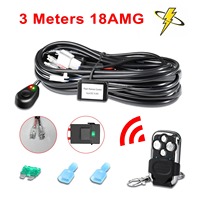 Kit de Cableado para Barra de Luces LED, 2 Cables, Control Remoto Inalámbrico, Cable de Núcleo de 18AWG, Aislamiento de Goma/PVC para Autos y Maquinaria