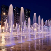 Fontaine d'eau extérieure commerciale interactive à jets de danse LED RGB, écologique, résistante au feu, en acier inoxydable
