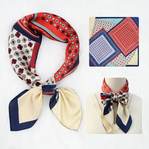 Cross-border New 70 Plaid Printed Simple Generous Red <strong>Green</strong> Polyester <strong>Silk</strong> Women's square Scarf Spring Wholesale Professional - Product Image 6