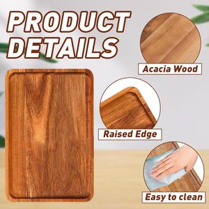 Wooden square <b>tray</b> for banquets, fruit cupcakes, restaurant steak and pizza serving plates, solid wood <b>dinner</b> plates - Product Image 5