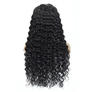 Top Quality Deep Front Lace Wig Wholesale Cambodian Human Hair Deep Curly Wave Transparent Lace Wig Pre Plucked With Baby Hair