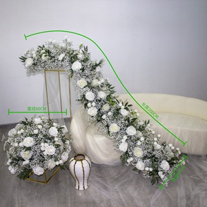 Venta caliente White Baby Breath Rose con arreglo floral verde Bola de flores y corredor para boda Stage Arch Hotel Decor - Product Image 6