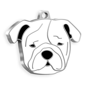 Medaglietta per Cani Bulldog in Metallo Bianco, Charm per Collare - Product Image 1