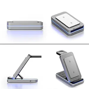 Cellphone Multifunctional Wireless Charger Foldable Double Coil 3 In 1 Wireless Phone Fast Charging Holder