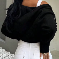 Sweat à capuche décontracté de couleur unie pour femmes sweat à manches longues zippé uni noir crop tops sweats à capuche pour femmes