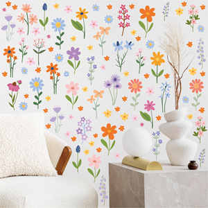 Watercolor Multicolor Wild Flower <strong>Wall</strong> Decals Hand Drawn <strong>Daisy</strong> Floral Removable <strong>Wall</strong> <strong>Stickers</strong> <strong>for</strong> Baby Girl Room - Product Image 4