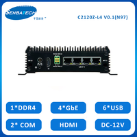 N97 4 Lan I210 DDR4 Más potente Fanless Edge Industrial Pc Mini computadora Soporte WIN Linux
