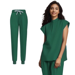 Women <b>Scrub</b> Set Polyester Cotton Knitted Moisture Wicking Hospital Uniforms S XXL - Product Image 5