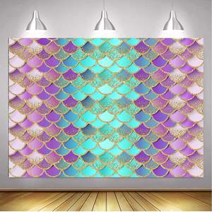 मरमेड राजकुमारी पृष्ठभूमि चमक मरमेड तराजू पृष्ठभूमि बच्चों के जन्मदिन की पार्टी सजावट लड़कियों गोद भराई फोटो पृष्ठभूमि बैंगनी - Product Image 1