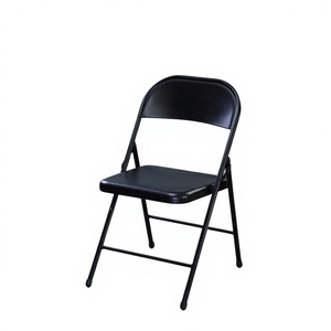 Lumetal Black Metal Folding <b>Chair</b> Modern Design Saber Leg Lightweight <b>Stackable</b> Solid Back Backrest Hotel <b>Dining</b> Room Event Use - Product Image 3