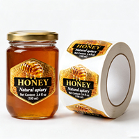 Étiquette personnalisée découpée sur mesure pour pot de miel, autocollant adhésif en feuille d'or avec abeille pour bouteille de miel pur, pour apiculture, marque de premier plan PT