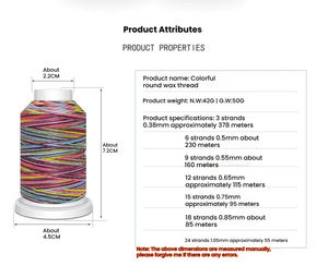 Venta caliente 0,38-1,05mm poliéster encerado cordón gradiente para DIY pulsera collar joyería hacer hallazgos - Product Image 4