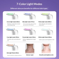 Appareil de beauté pour le cou et le visage, 7 couleurs de lumière, ABS, étanche, anti-rides, masseur vibrant avec recharge USB