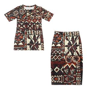 Nuevo Vestido Puletasi Isleño con Diseño Samoa Tapa, Vestido de <span class=keywords><strong>Dos</strong></span> Piezas para Mujer con Manga Corta, Personalizado con Diseño Polinesio - Product Image 1