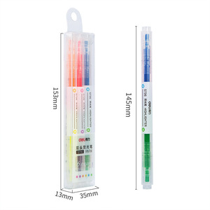 Deli S736 Highlighter Pen Dual-Ended 6 Colors Student <b>Marker</b> <b>Permanent</b> Ink Slanted Head Round Head - Product Image 5