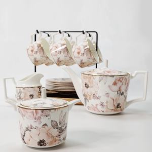 JINTCH Vente en gros de vaisselle en porcelaine osseuse rose à motifs pour mariage, assiette de service, <span class=keywords><strong>location</strong></span> d'événements, ensemble de vaisselle en céramique, ensemble de vaisselle de table - Product Image 6