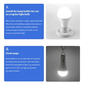 Offre Spéciale <span class=keywords><strong>Lampe</strong></span> LED E27 Intelligente à Recharge Automatique AC85-265V 5W 7W 9W 12W, Lumière d'Urgence <span class=keywords><strong>Rechargeable</strong></span> en Plastique pour le Camping - Product Image 6