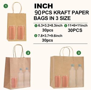 White Brown <b>Bread</b> Baking Kraft Paper <b>Bags</b> With Logo, Custom Snack Burger Food <b>Bag</b>, Cake Coffee Shop Takeaway <b>Bag</b> With Handles - Product Image 3