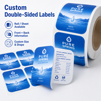 Étiquettes personnalisées double face, impression recto-verso, autocollants en rouleau adhésifs imperméables pour emballage de bouteilles d'eau, marques OEM ODM