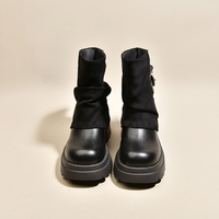 Bottines à plateforme pour femmes, style décontracté, semelle épaisse, double boucle, pliables, 2 couleurs