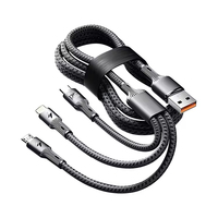 Cable de Datos de Nailon de Alta Calidad 3 en 1, 120 W, 2 M, Super Trenzado, Tipo C, Carga Rápida de 3 A, Doble Núcleo, Cobre Estañado