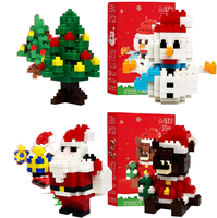 Ensemble de 4 micro-blocs de construction de Noël, arbre, bonhomme de neige, Père Noël, ours, modèle en briques, décoration de Noël DIY, cadeau, 158 pièces
