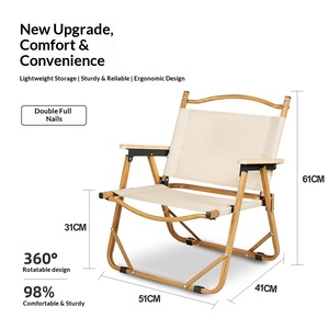 Silla Kermit, Silla Plegable para Camping con Acabado de Madera, Silla de Picnic Ligera de Tela Oxford 600D para Glamping al Aire Libre - Product Image 2