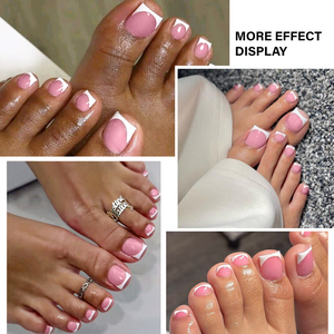 150 <span class=keywords><strong>Uñas</strong></span> Postizas Francesas Brillantes en Rosa y Blanco, <span class=keywords><strong>Uñas</strong></span> Acrílicas Cortas Cuadradas para el <span class=keywords><strong>Verano</strong></span>, 15 Tamaños Disponibles - Product Image 4